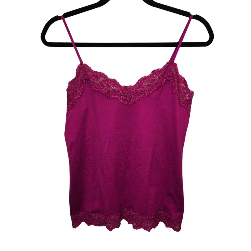 NWT White House Black Market Women's M Y2K Lace Stretch Tank Top Magenta